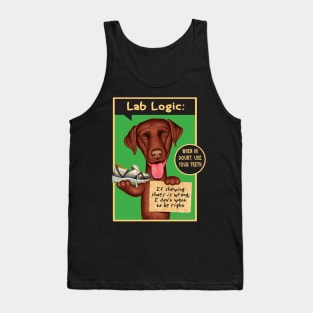 Funny Labrador Retriever Dog with new toy on Chocolate Lab Holding Sneaker Tank Top